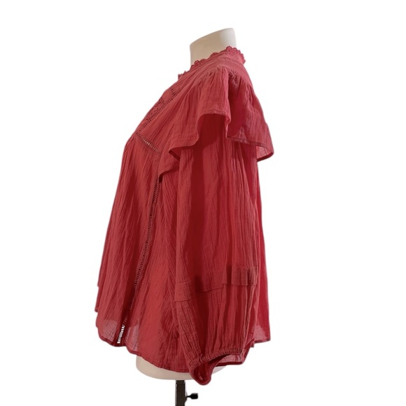 Free People Flor E Mayo Peasant Balloon Sleeves Blouse Size S OB1024231 - Picture 4 of 11